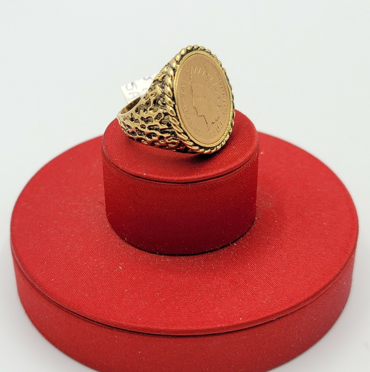 Vtg Sz 6 Ring Faux Coin 1903 Wheat Penny Jewelry 18K GE Gold