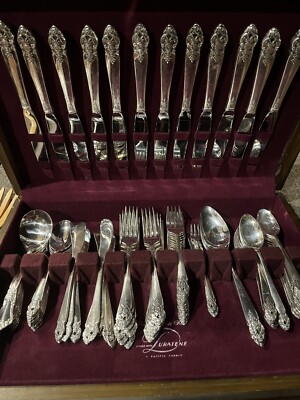 12 Setting 1950's Oneida Silver Plated Prestige Silverware Set