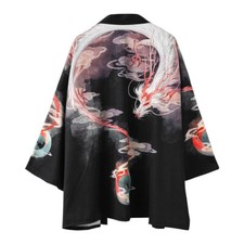 Men Japanese Kimono Yukata Coat Outerwear Cardigan Dragon Tops Loose Retro