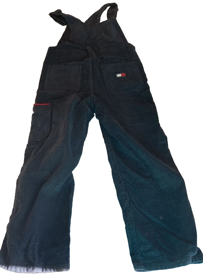 Tommy Hilfiger Corduroy Overalls Boys 6X Navy Blue Snap Sides Adjustable Straps - Image 4 of 4