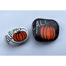 Autumn Fall Hand Painted Rocks Pumpkins Halloween