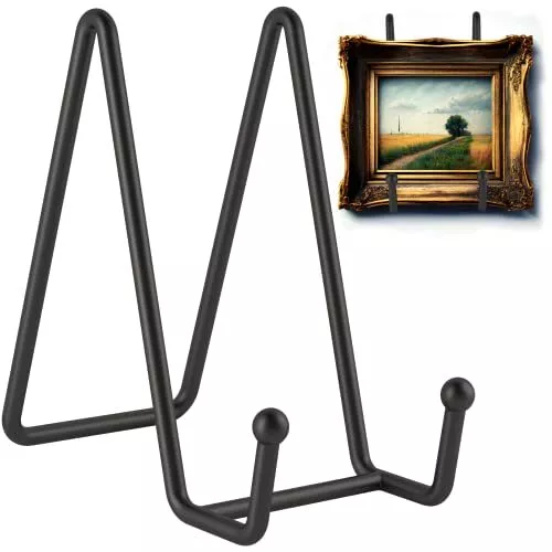 2 Pack 6 Inch Plate Stands for Display Black Iron Plate Holder