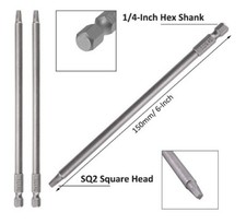 6" Magnetic Square Head Screwdriver Bits 1/4" Hex Shank Square Drive Bit Set, SQ