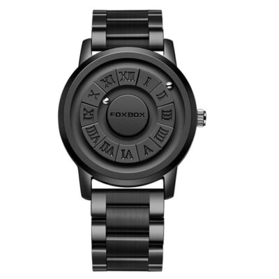 LIGE FOXBOX Men Sport Watch Magnetic Bead Mirrorless Dial Male Steel Wristwatch