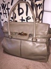 Max Mara Margaux Taupe Leather Handbag Italy Shoulder Bag