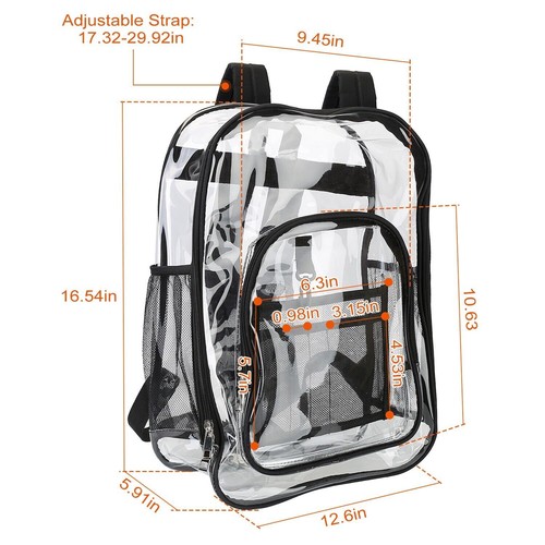 Huge Clear Backpack for Men Women School Bag See Through Bookbag Heavy Duty Bag - Picture 7 of 13
