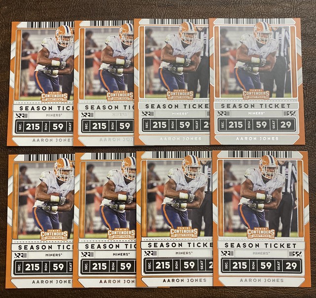 2020 Contenders Draft Picks Aaron Jones (8) UTEP Miners Football Card