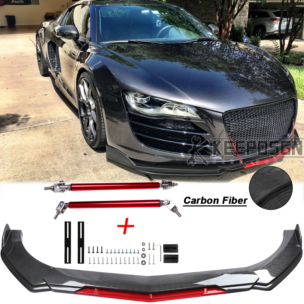 CARBON FIBER Front Bumper Lip Splitter Body Kit Parts Rod for Audi R8 v10 Spyder