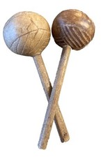 Vintage Folk Art Maracas Gourds with Wood Handles 10" Long