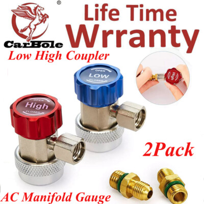 Car Quick Low High Coupler Connector Adapter 1/4'' SAE AC Manifold Gauge Auto Set