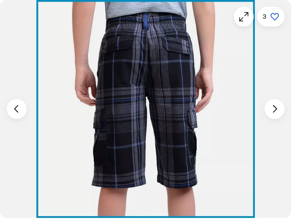 Unionbay Boys' Lightweight Cargo Short (BLACK/BLUE PLAID 6)NWT - Imagem 2 de 4