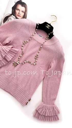 CHANEL 13C Pink Cashmere Knit Tops Sweater 40 42 US8 10 Pristine - Picture 3 of 14