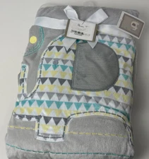 RARE HTF NWT Koala Baby Grey Yellow Jumbo Elephant Velour Sherpa Plush Blanket