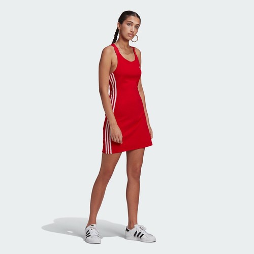 Adidas Originals ADICOLOR CLASSICS RACER BACK DRESS Midi shirt Womens size M nwt - Afbeelding 2 van 9