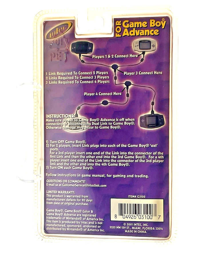 Game Boy Advance GBA Link Cable - Intec 2001 New Sealed - Multiplayer Access - Image 4 of 4