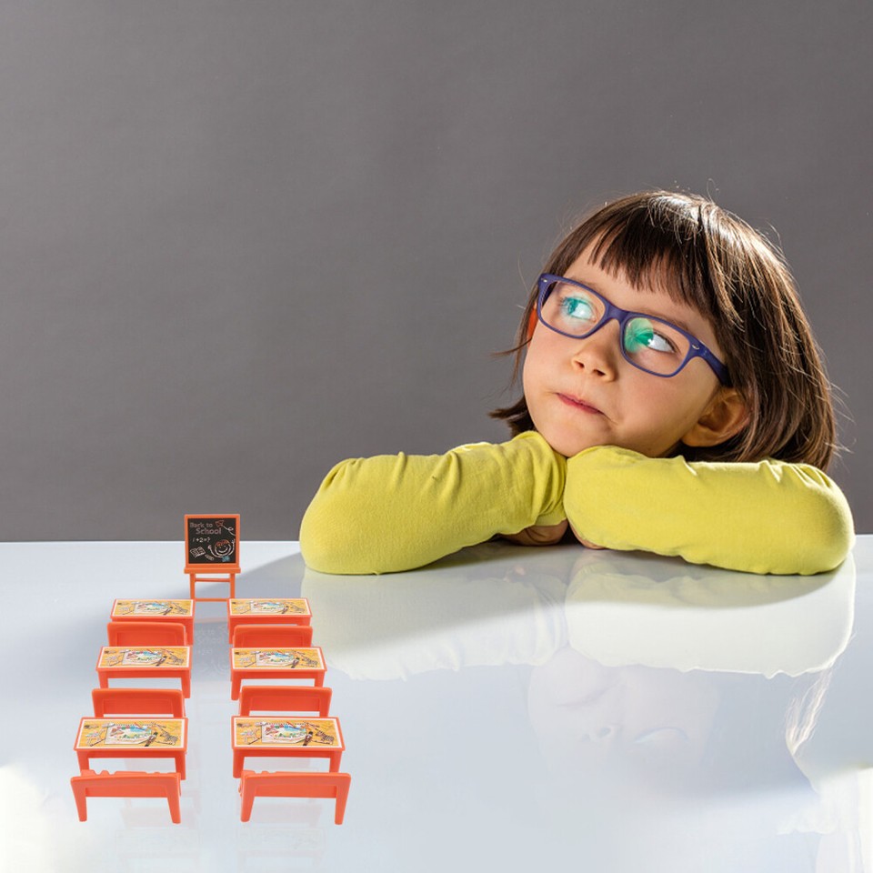 13 Pcs School Yellow Table and Chairs Mini Landscape Decoration eBay