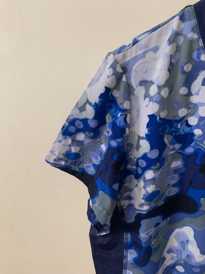 Blusa Médica Acuarela Círculo Abstracto Azul Cruz Blanca Lados Flexibles L Foto 4 de 4