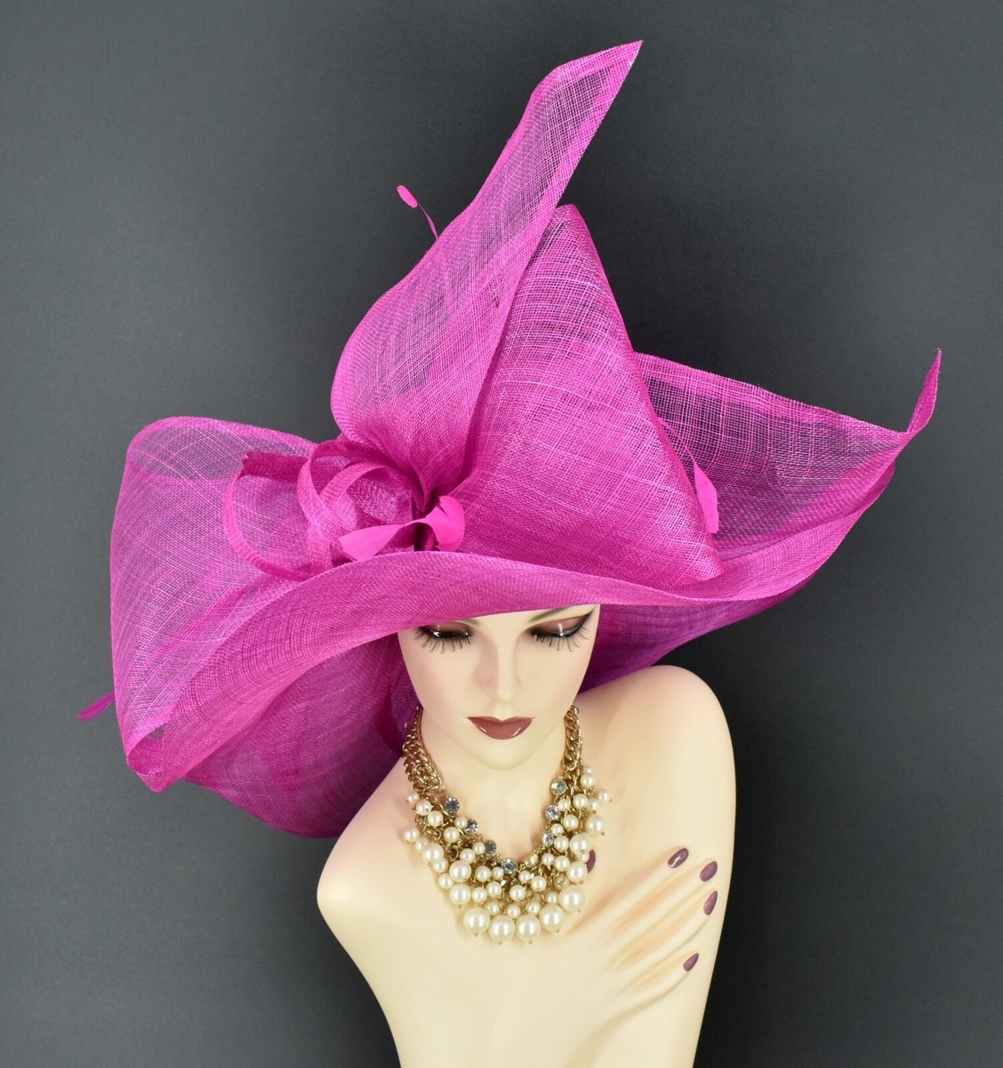 Sinamay Hat Kentucky Derby Dressy Church M489V ( White Navy Hat )kentucky Derby Hat, Church Hat  main image 2