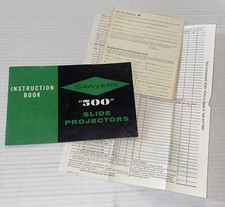 Vintage SAWYERS 500 Slide Projector Instruction Book Manual w/ Reg Card Form
