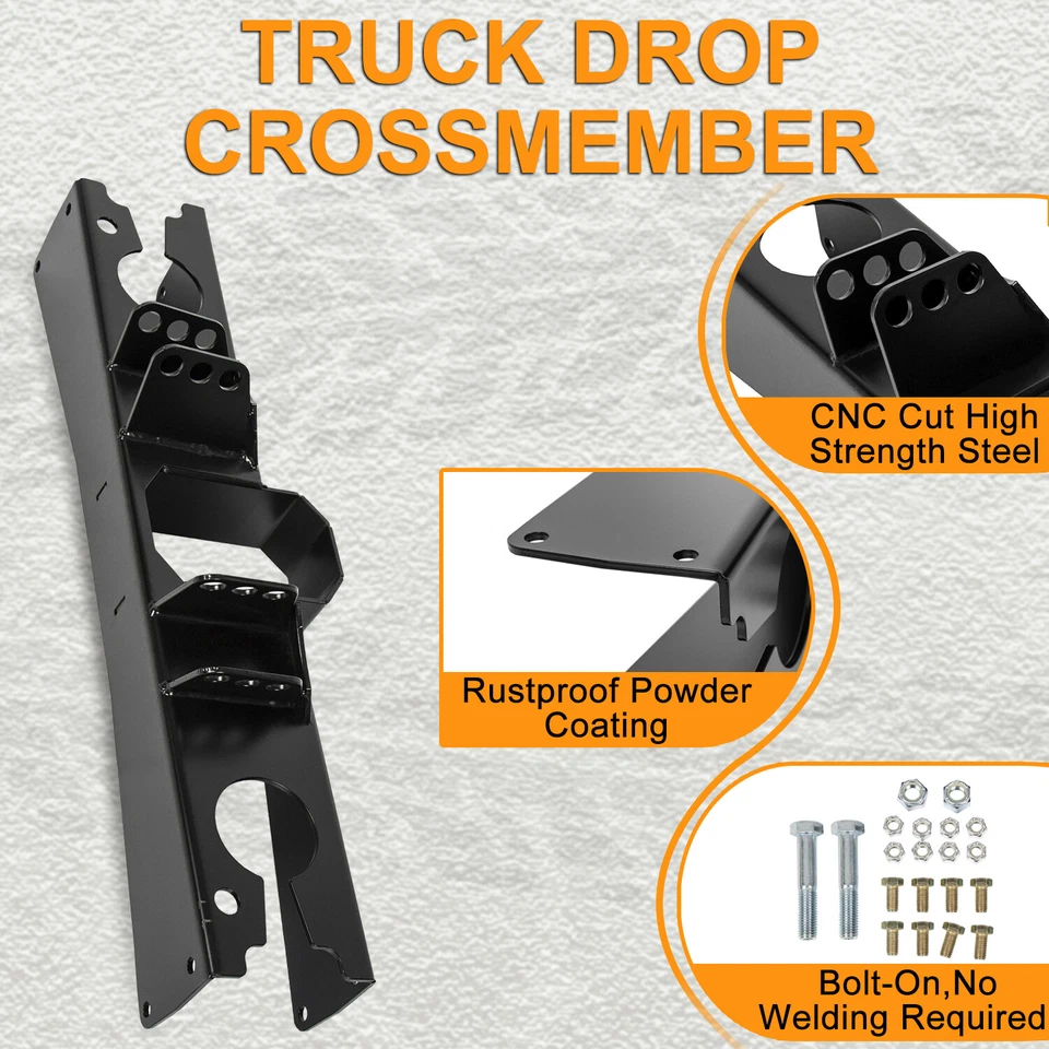 For GMC C10 63-72 Trailing Arm Crossmember Anti Squat With Black Powder Coating Foto 2 de 4