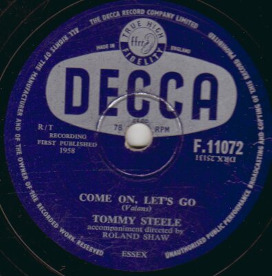 RARER 1958 UK #10 TOMMY STEELE 78 COME ON, LET'S GO (Ritchie Valens ...