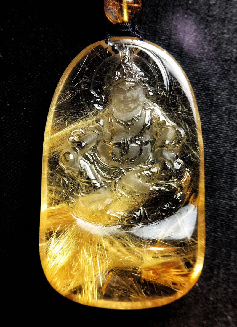 27.8g Natural Rutile Crystal Carved pendant Mineral specimen crystal decor gift