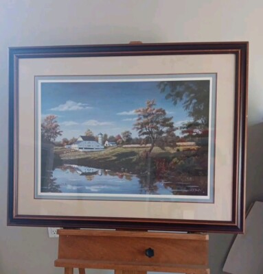 William S Dawson S/N Print Serenity Reflected Framed NJ PA DELAWARE Farm
