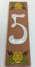 House numbers in Ceramic.2x6 In.Tile Number 5 (FIV)Made/painted By Hand in ItalY