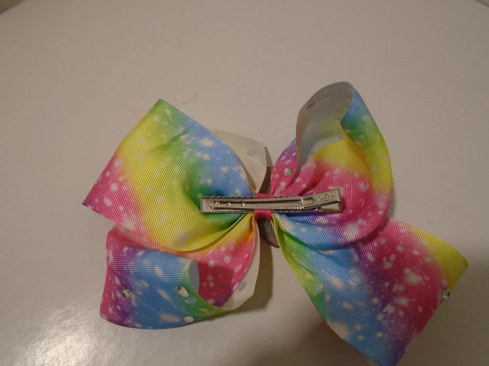 JoJo Siwa Rainbow Tie Dye estrella brillo multicolor moño de pelo grande tiene logotipo Foto 2 de 2