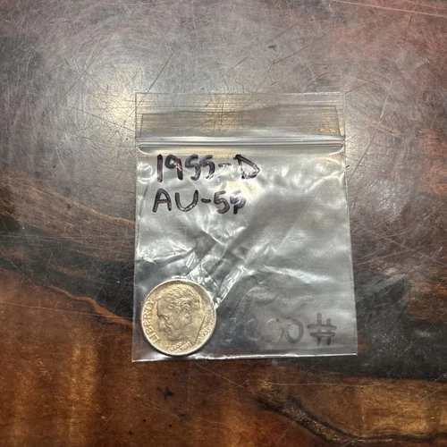 1955-D Roosevelt Dime 90% Silver Coin AU