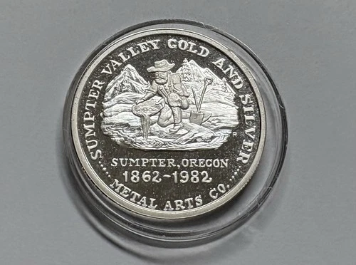Stupid Rare 1982 1 oz .999 Proof Silver Sumpter Valley Railroad Round - READ