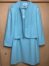 Vintage Joyce Sportswear Skirt Suit Aqua Embroidered Medium Made in USA