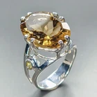 24 ct+ gem Natural Citrine Quartz Ring 925 Sterling Silver Size 7.5 /R463487