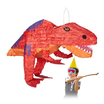 Dinopinata, Pinata Dinosaurier, Piñata T-Rex, Geburtstagspinata für Kinder, rot