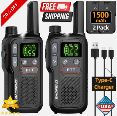 Long Range Walkie Talkie 2 Set 50 Mile Two Way Radio Charge Headset Waterproof