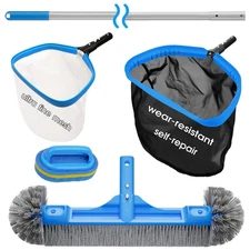 All in One Pool Cleaning Kit - 18'' Repairable Pool Nylon Net & 18'' Detachab...
