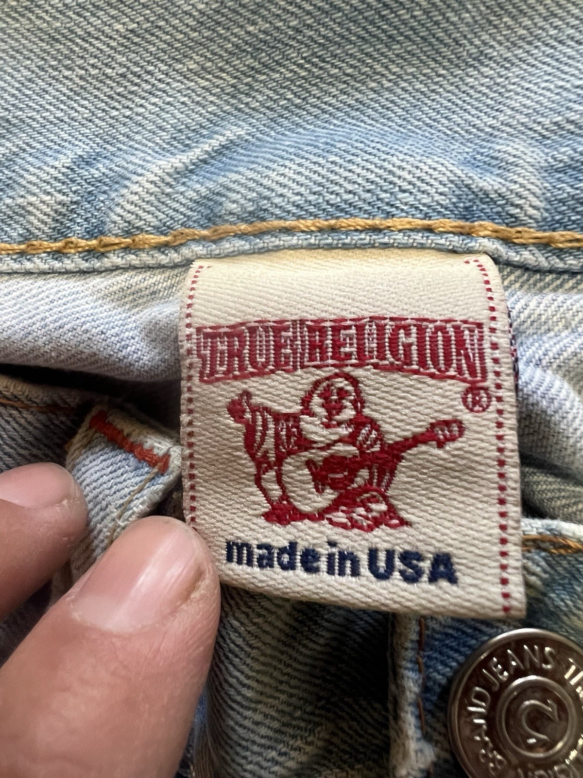 Vintage Y2K True Religion Billy Jeans Mens 34x33 Blue Bootcut Faded Denim USA thumbnail 10