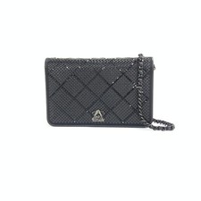 Chanel Cc Flap Card Holder On Chain Strass Shoulder Bag Women Black One Size