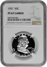 1957 50C Proof Silver Franklin Half Dollar NGC Graded PF 67 Cameo