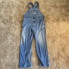 Round House Bib Overalls Mens 40x29 Blue Denim Workwear Carpenter Outdoor