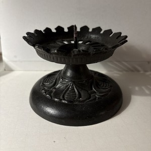 Rustic Metal Farmhouse Pillar Candle Holder. Vintage With Spear To Mount Candle