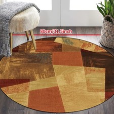 100 100cm 1pc Non-Slip Machine Washable Polyester Warm-Toned Geometric Round Mat