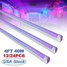 12/24 Pack UV LED Blacklight Bar 40W 4Ft T8 Integrated Bulb Black Light Fixture