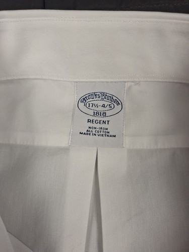 Brooks Brothers 17.5 4/5 Regent 1818 Button Down Dress Shirt All Cotton White - Picture 3 of 11