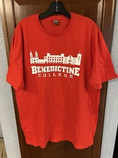 Benedictine College T-Shirt XL Red 2-sided graphic Short Sleeve Crew Cotton