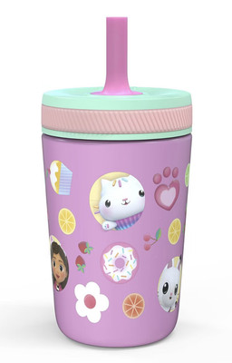 Zak Designs 12 Fl OZ Edelstahl Gabbys Puppenhaus Stroh Tumbler Neu mit Etikett