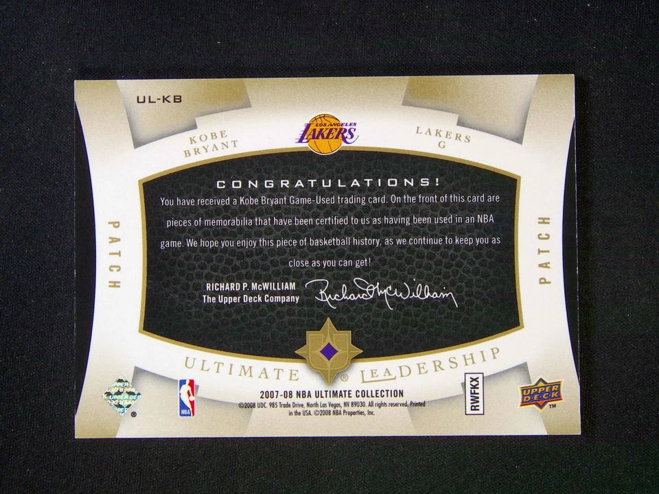 2007-08 Upper Deck Ultimate Kobe Bryant Lea Dership Patch /25 - Image 2 of 4