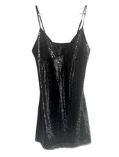 Victoria  s Secret The Lacie Nightgown Lingerie Black Sequin Teddy Camisole Small