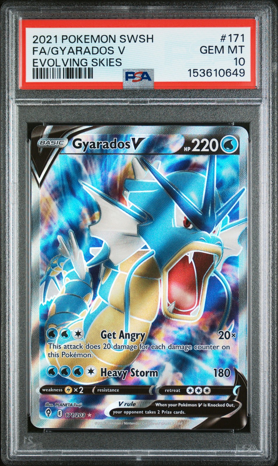 2021 POKEMON SWORD & SHIELD EVOLVING SKIES #171 FULL ART/GYARADOS V PSA 10