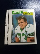 Joe Klecko New York Jets 1987 Topps NFL #136 GLOSSY FRONT w WHITE STRIP
